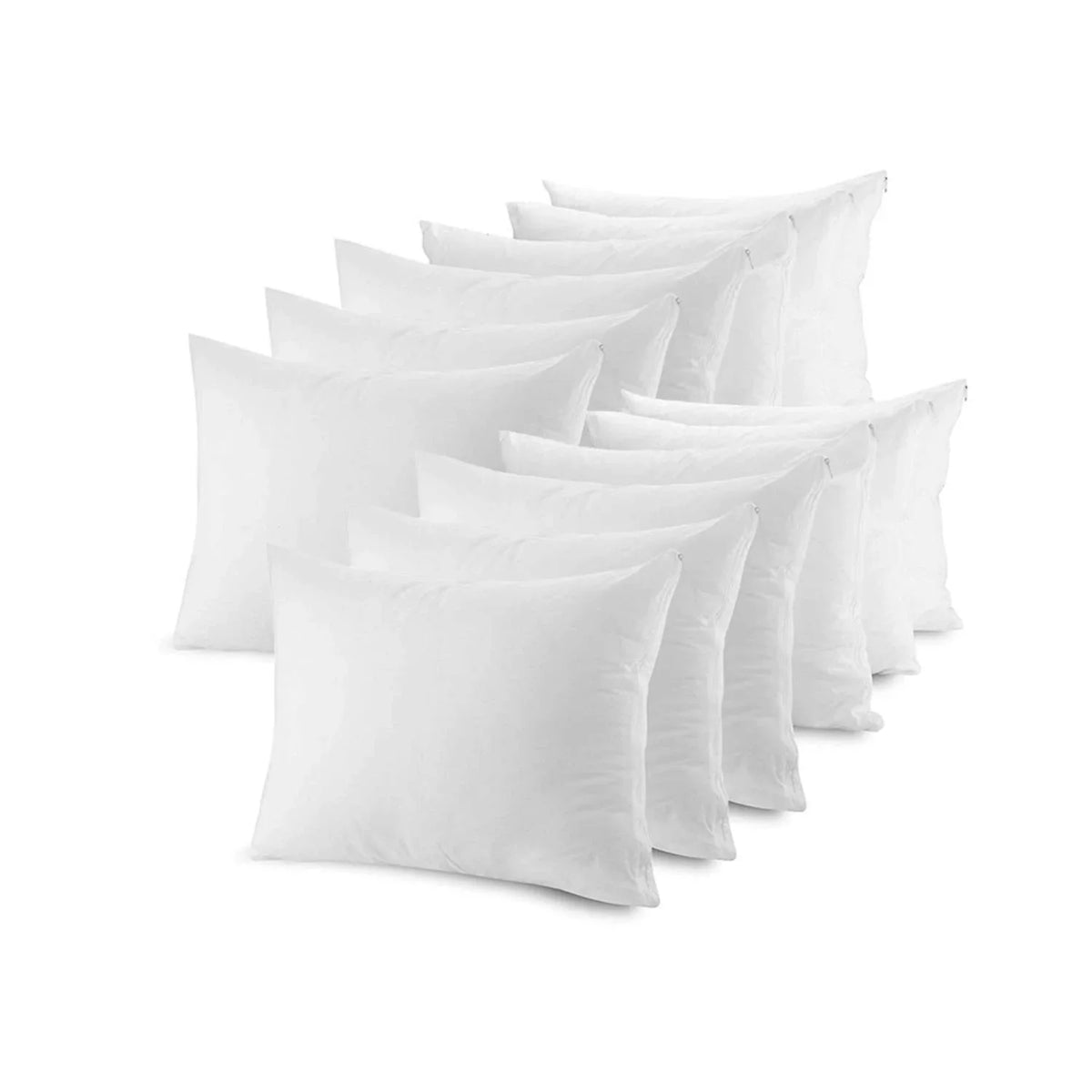 Poly-Cotton Zippered Pillow shield - Standard Size Pillow Protector - Protects from Dirt, Dust, and Debris - 12 Pack