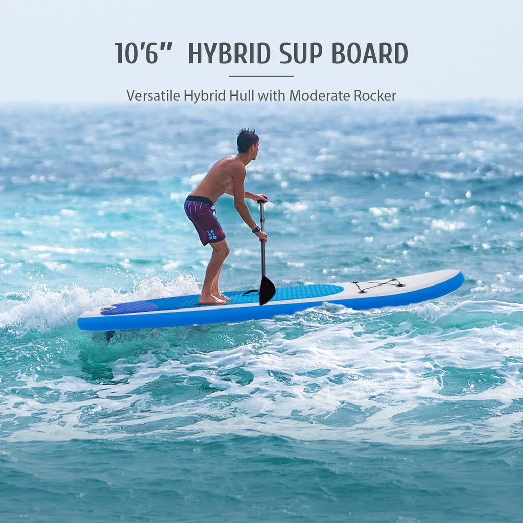 Preenex 10'6" Hybrid Paddle Board for Adults Inflatable SUP Board w Accessory Set, Blue