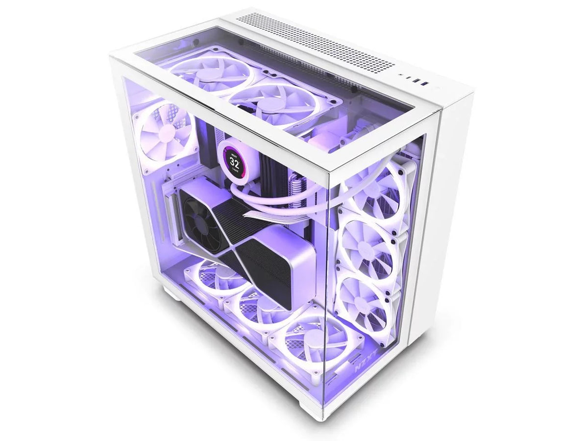 NZXT H9 Elite - All White - CM-H91EW-01 - Premium Dual-Chamber - Mid-Tower - RGB Fans - Case