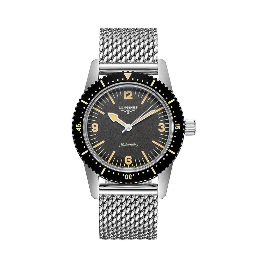 Longines L28224566 Men's Heritage Skin Diver Black Dial Watch
