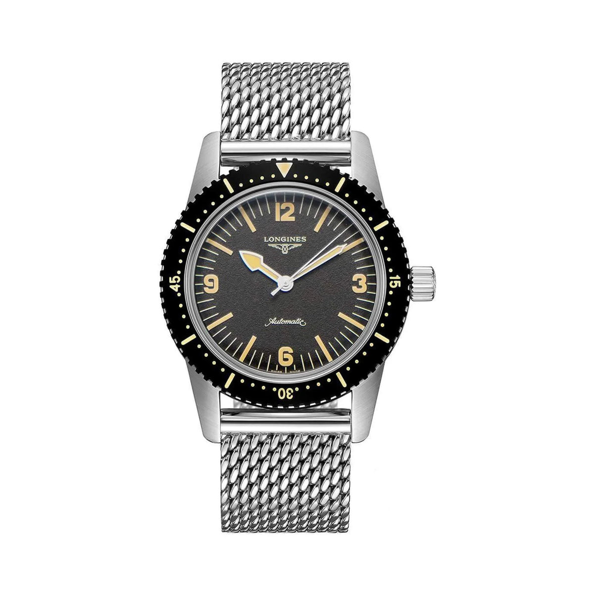 Longines L28224566 Men's Heritage Skin Diver Black Dial Watch