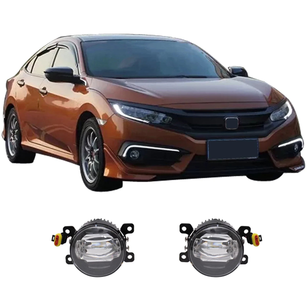 Ikon Motorsports suitable with  Mustang,  Focus,  Taurus X,  Transit Connect; Lincoln LS & Navigator Front LED Fog Lamp Foglight Pair LH RH Clear Lens W/ Wire Harness