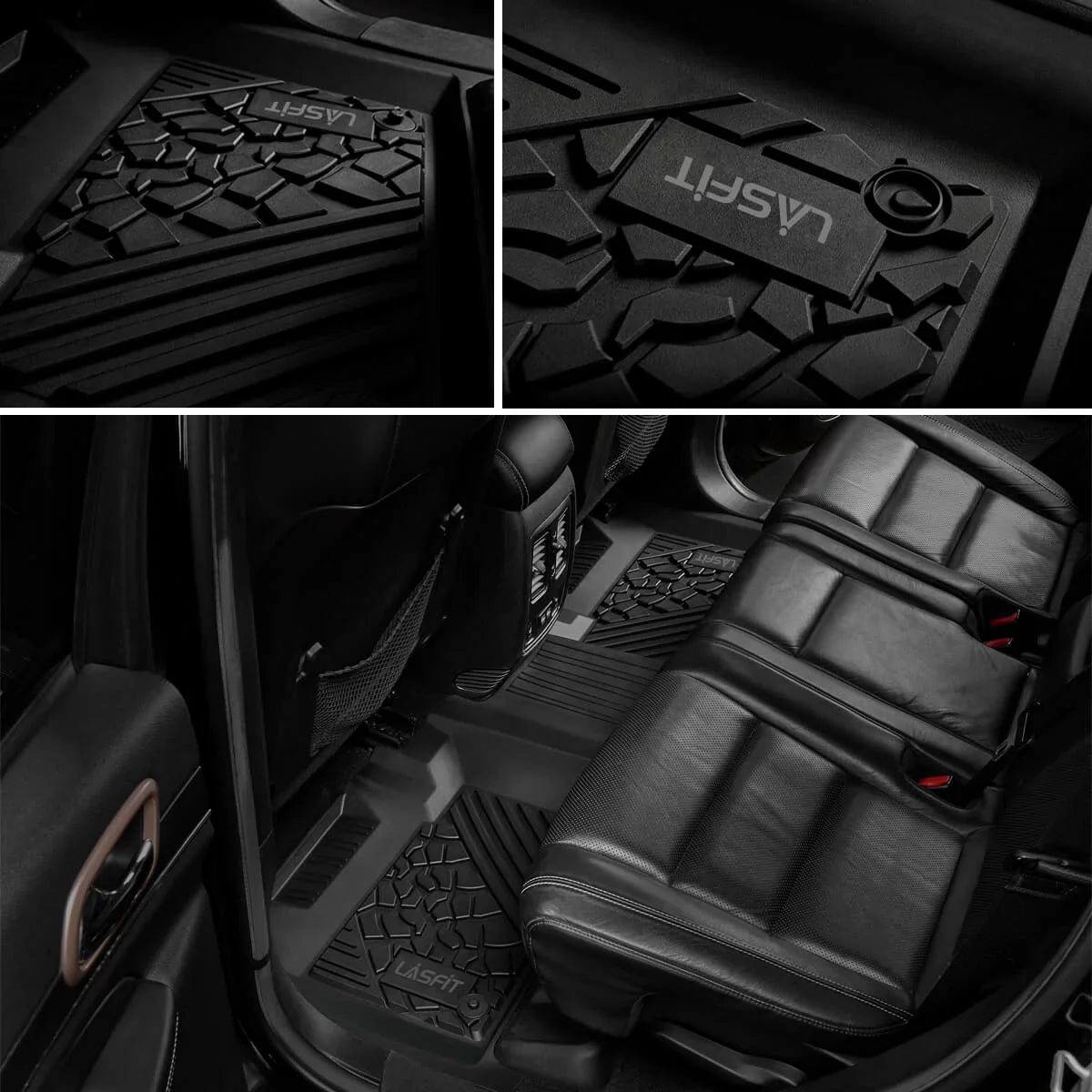 Lasfit Car Floor Liners for 2016-2021 Jeep Grand Cherokee (NOT Jeep Cherokee )  & Jeep Grand Cherokee WK 2022, All atmospheric conditions TPE Vehicle Floor Mats Set, 1st and 2nd Row, Fit Bench Seating only, Black