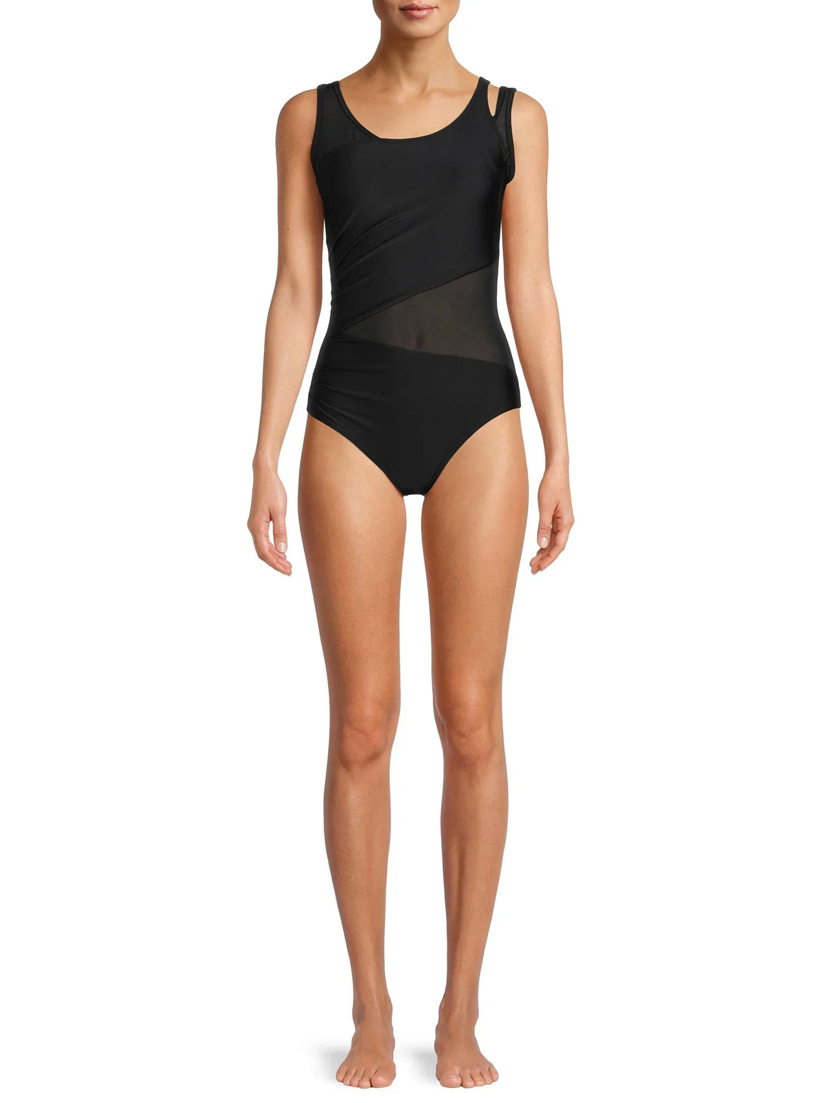 Catherine Malandrino Women's Asymmetrical Mesh One-Piece Swimsuit