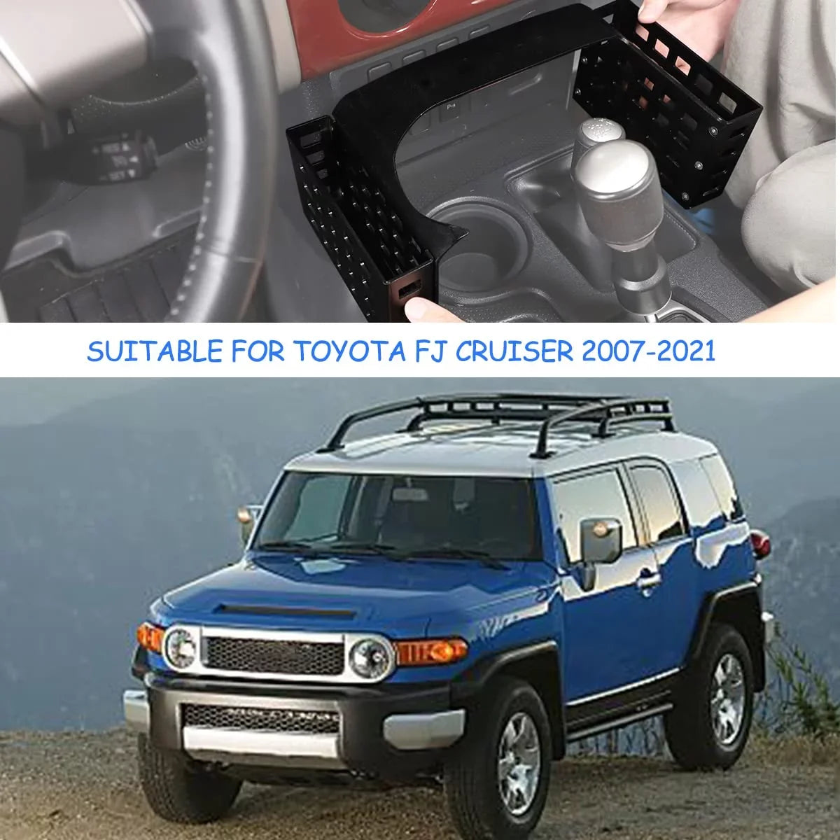 Tinki  Car Shifter Storage Box matching with Toyot@ FJ Cruiser 2007-2021, Black,Height 5.3in,1PCS