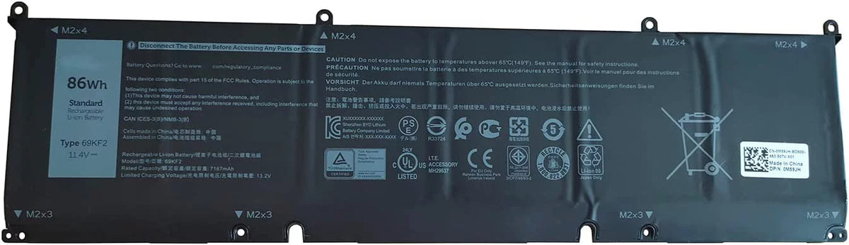 New 8FCTC Laptop Battery for  XPS 15 9500 Precision 5550 Alienware M15 R3 R4 M17 R3 R4 Series Notebook 69KF2 08FCTC 70N2F 070N2F 0P8P1P 0DVG8M 0M59JH 11.4V 56Wh 4650mAh