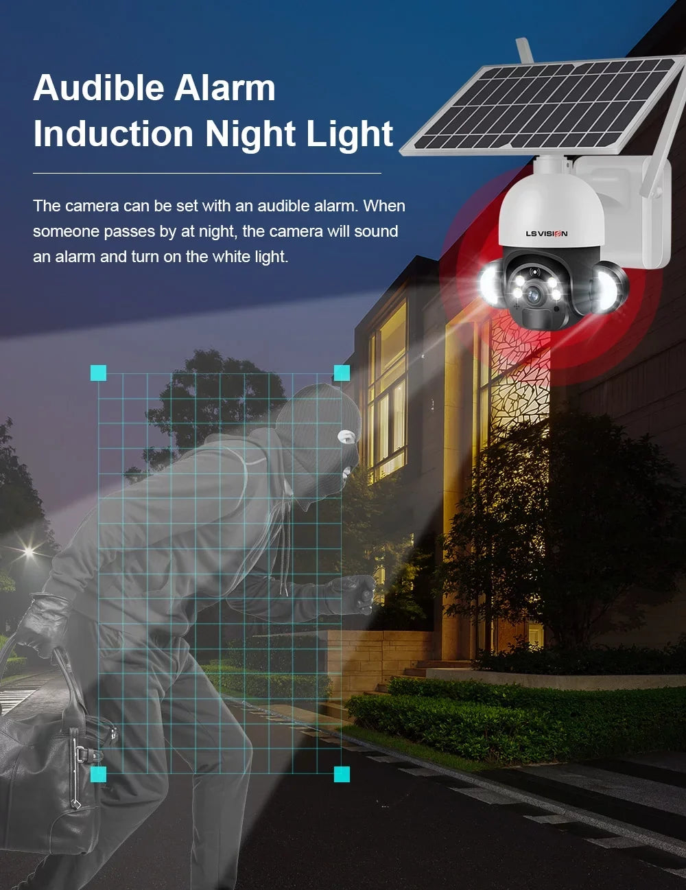 LS VISION 4MP WiFi Solar Wireless Security Cameras System CCTV Waterproof Outdoor PTZ