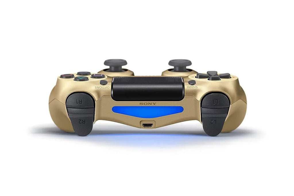 Like New PlayStation 4 DualShock Wireless Gold Controller with Earbuds BOLT AXTION Bundle