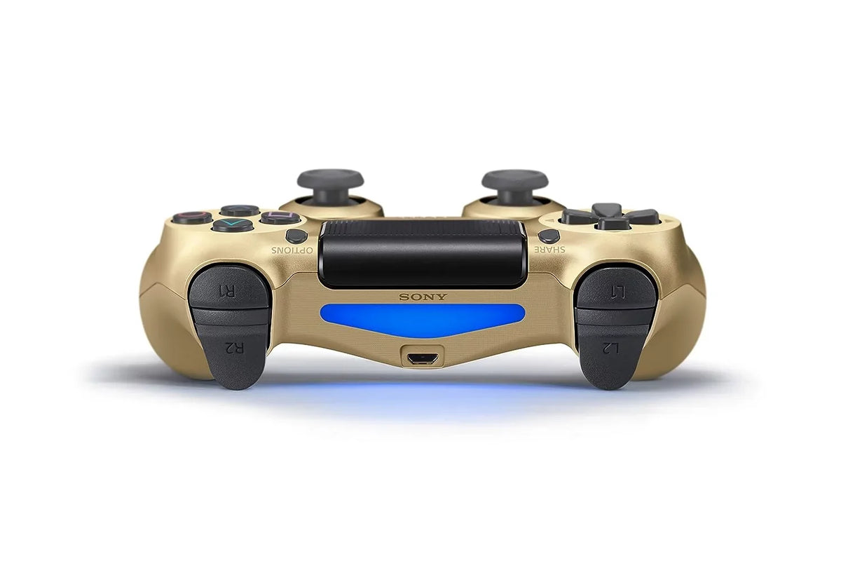 Like New PlayStation 4 DualShock Wireless Gold Controller with Charging Cable BOLT AXTION Bundle