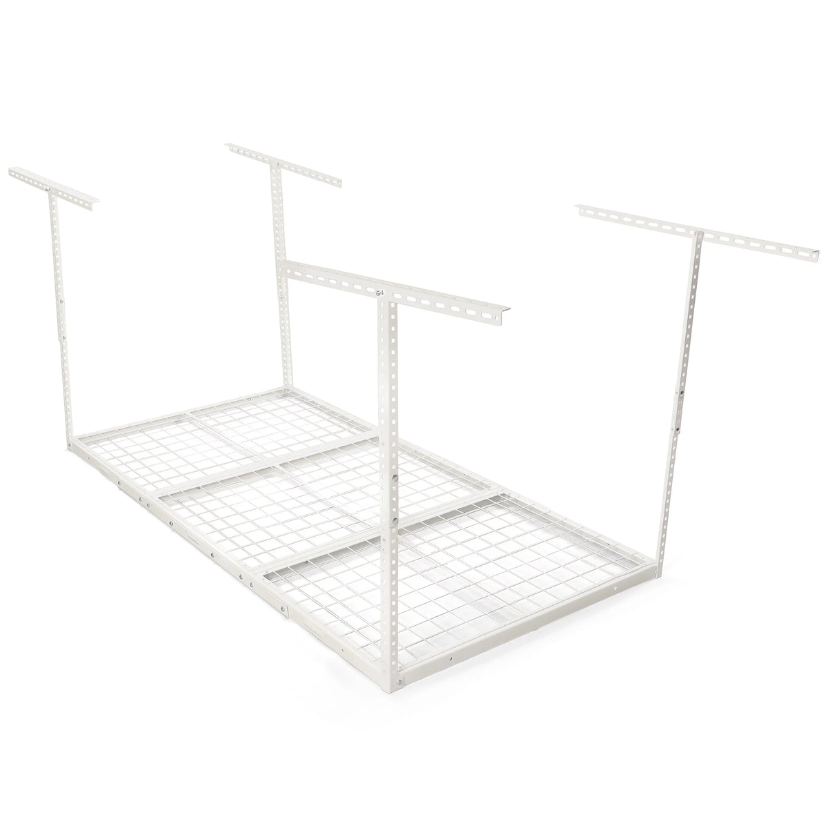 Kojem 3x6 Overhead Garage Storage Adjustable Ceiling Storage Rack, 72" Length x 36" Width x 40" Height, White