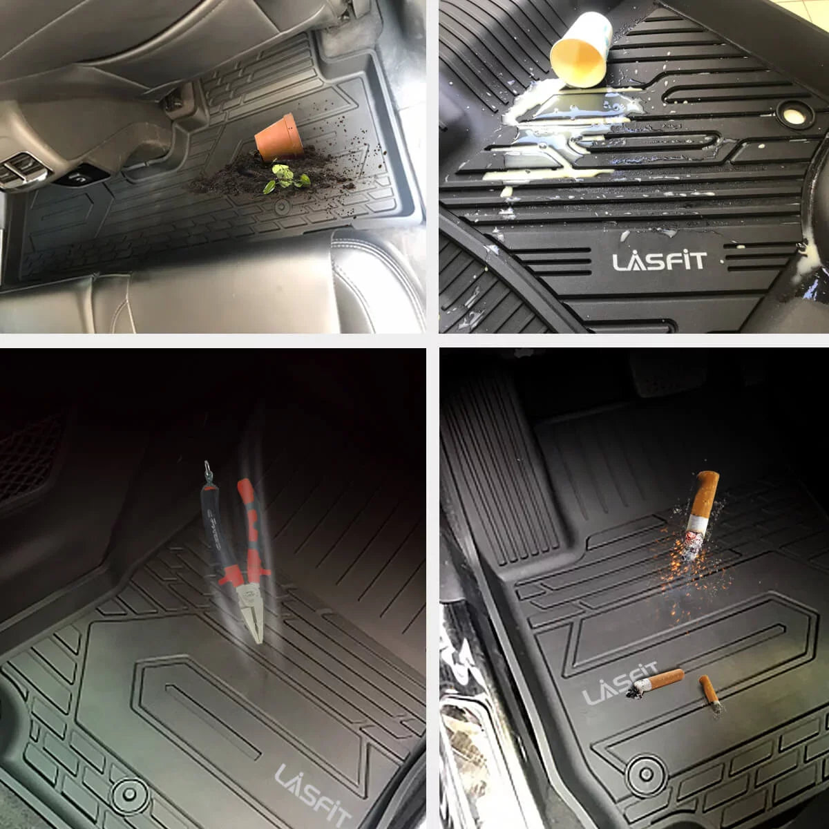Lasfit Car Floor Liners for 2016-2021 Jeep Grand Cherokee (NOT Jeep Cherokee )  & Jeep Grand Cherokee WK 2022, All atmospheric conditions TPE Vehicle Floor Mats Set, 1st and 2nd Row, Fit Bench Seating only, Black