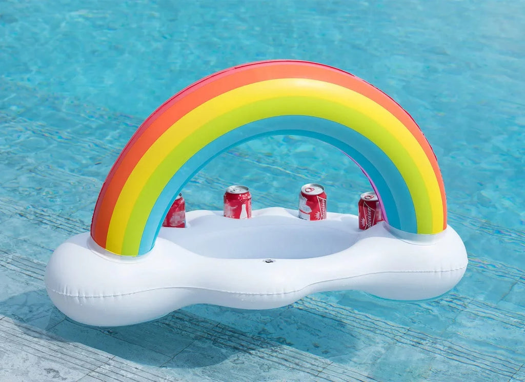 Inflatable Rainbow Cloud Drink Holder Floating Beverage aqua Fun Decorations
