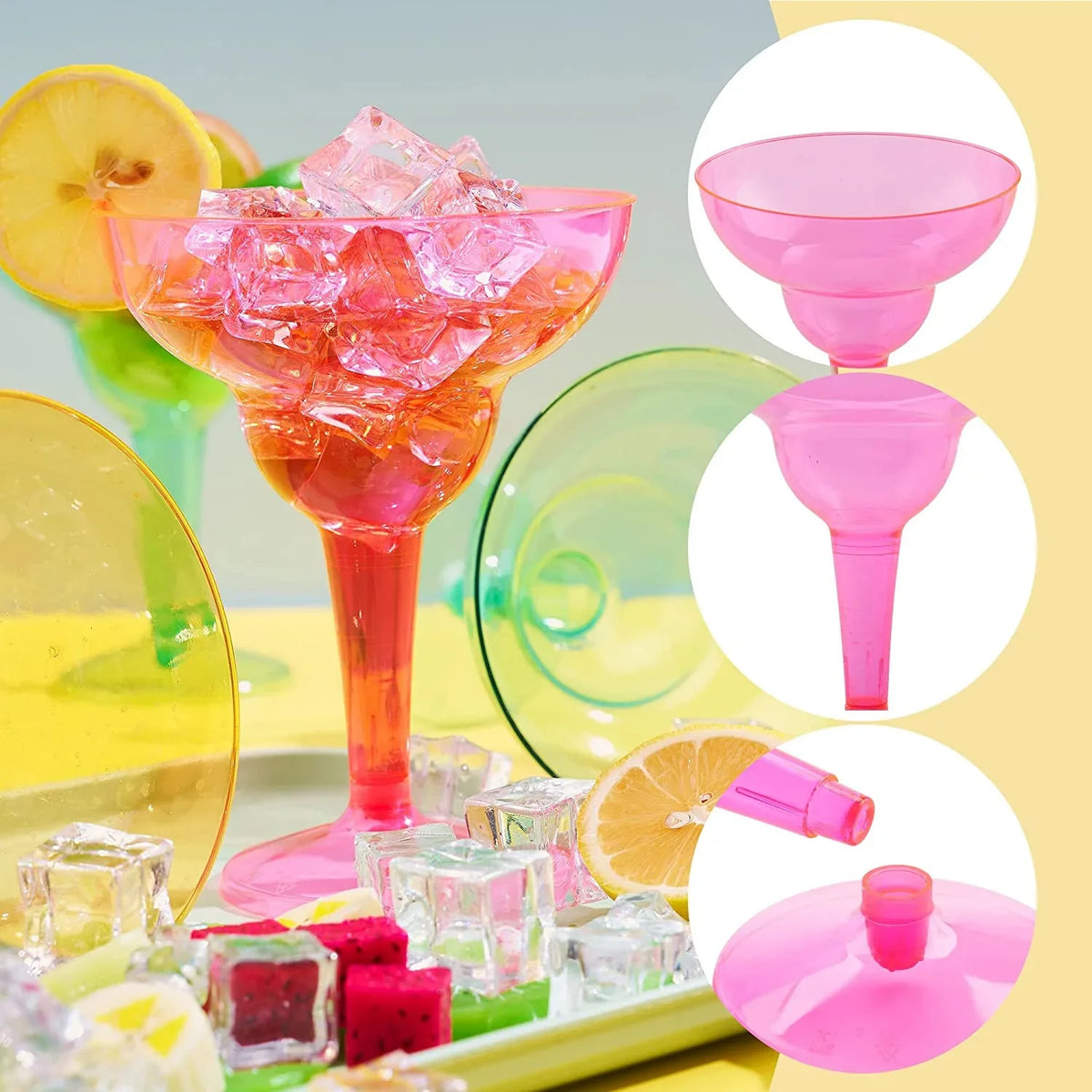 JOYIN 48 Pcs Margarita Glasses Cinco De Mayo Decorations,12 oz Plastic Margarita Glasses Cinco De Mayo Fiesta Party Decoration for Fun,Plastic Party Cups Mexican Theme Taco Party Supplies