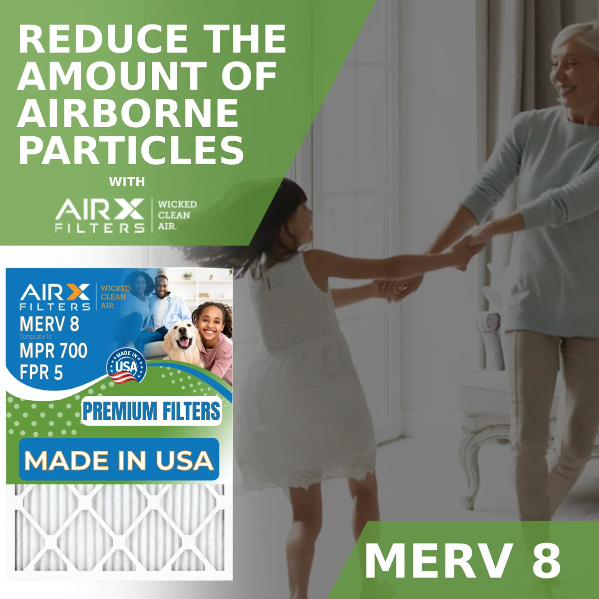 16x25x5 Air Filter MERV 8 Comparable to MPR 700 & FPR 5 suitable with ReservePro 4511 Premium USA Made 16x25x5 Furnace Filter 2 Pack by AIRX FILTERS WICKED CLEAN AIR.