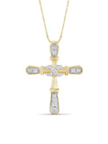 JewelersClub 14K Gold Plated Silver 0.10 CTW Diamond Cross Pendant Necklace for Women White Diamonds + 18” Rope Chain Included JewelersClub 14K Gold Plated Silver