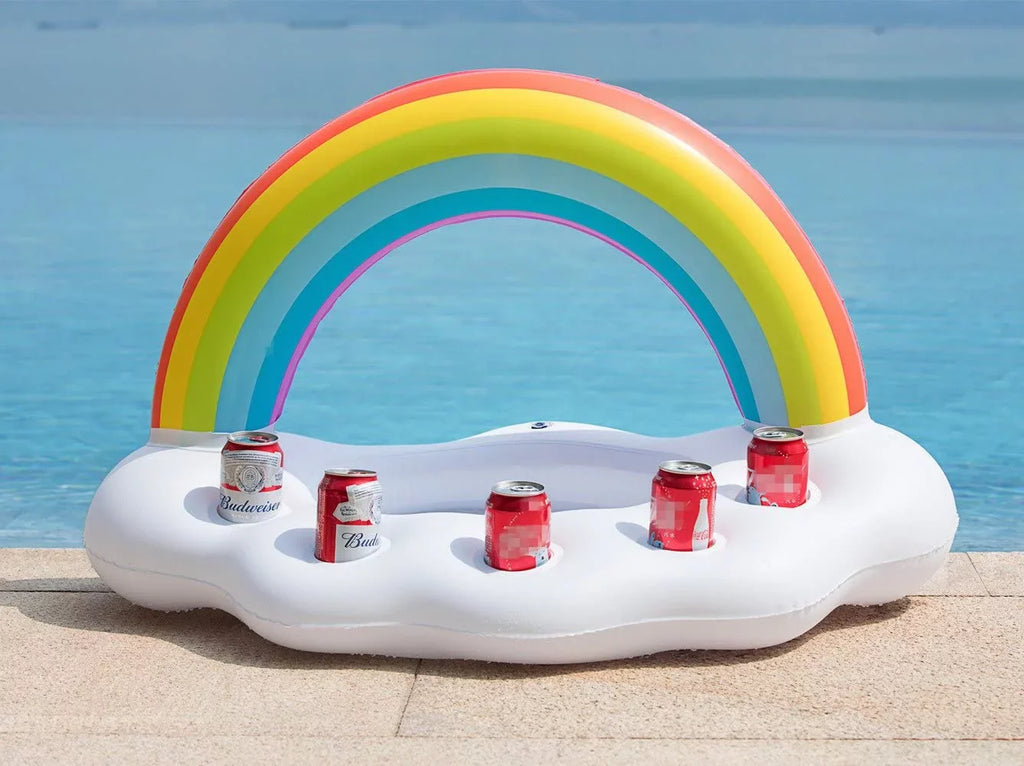 Inflatable Rainbow Cloud Drink Holder Floating Beverage aqua Fun Decorations