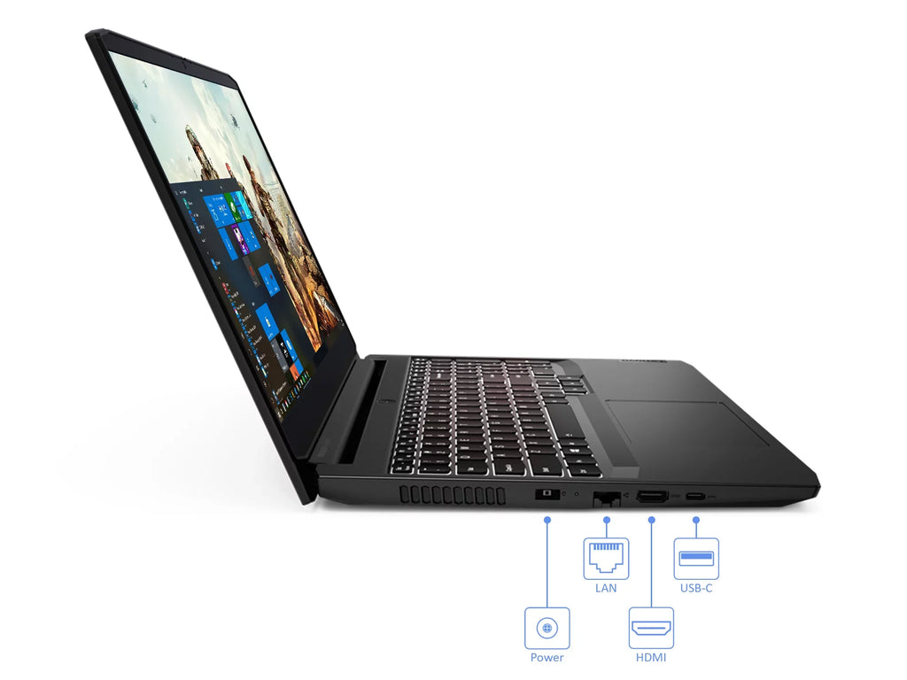 IdeaPad 3i Gaming Laptop, 15.6" 120Hz FHD Display,  Core i7-11370H Upto 4.8GHz, 16GB RAM, 256GB NVMe SSD + 1TB HDD, NVIDIA GeForce RTX 3050 Ti, HDMI, Wi-Fi, Bluetooth, Windows 10 Pro