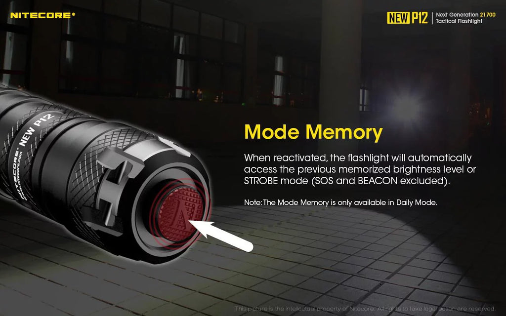 Combo: Nitecore New P12 Version Tactical LED Flashlight - CREE XP-L HD V6 - 1200 Lumens w/RSW3 Pressure Switch