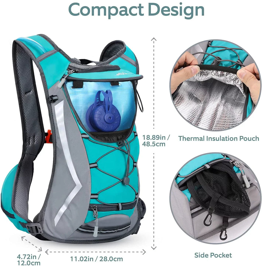 SKL Hydration Pack Hydration Backpack Vest with moisture Bladder 2L, Daypack Insulated Adjustable moisture Backpack Lightweight Fits Men Women for Running Cycling Biking Hiking Climbing,Green