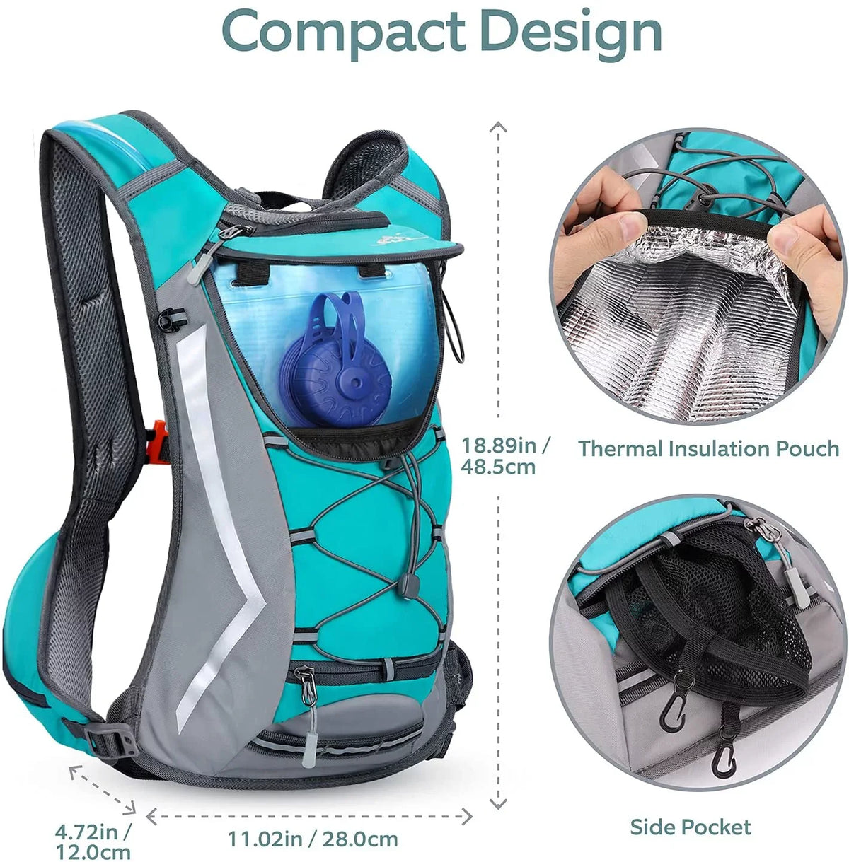 SKL Hydration Pack Hydration Backpack Vest with moisture Bladder 2L, Daypack Insulated Adjustable moisture Backpack Lightweight Fits Men Women for Running Cycling Biking Hiking Climbing,Green
