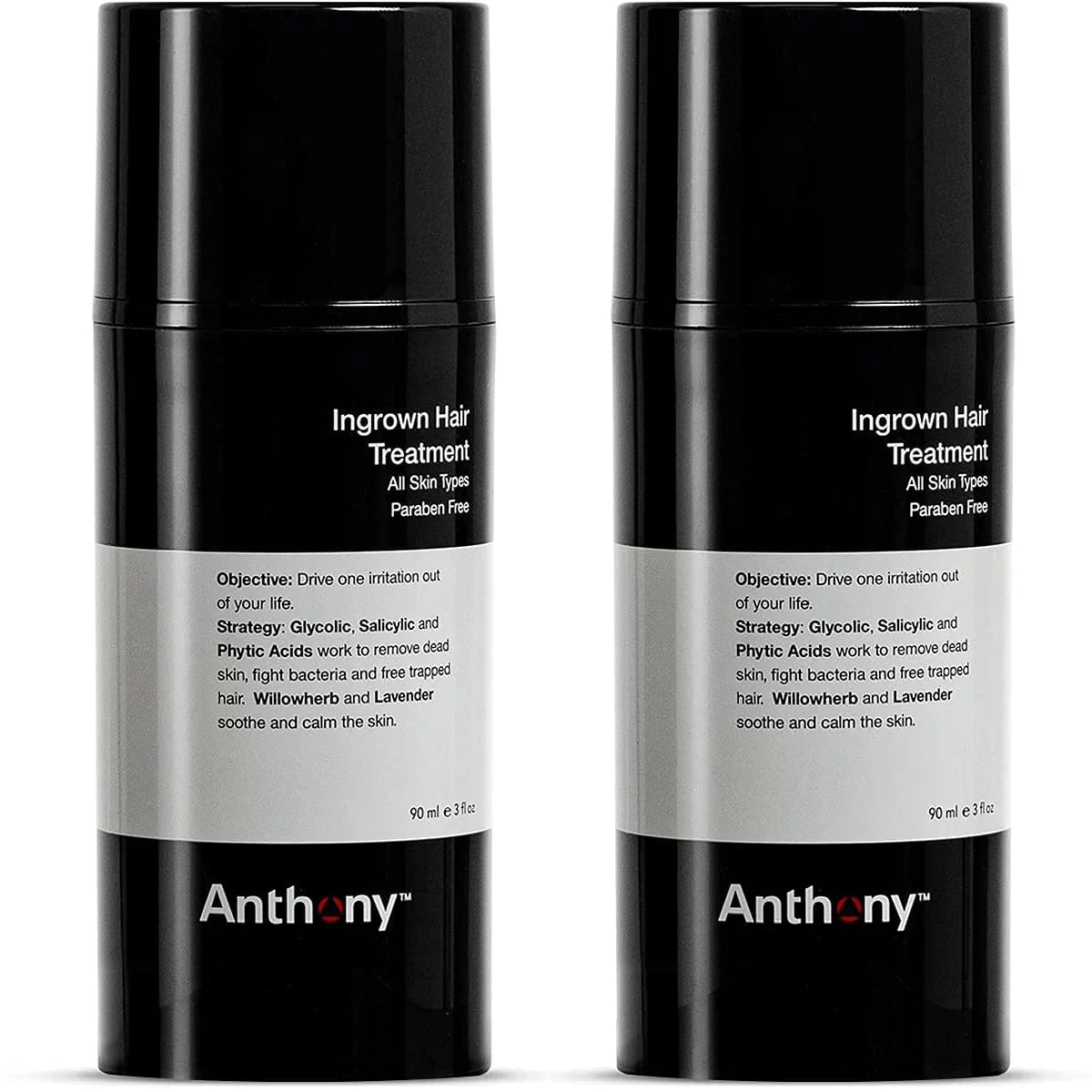 Oz. Anthony Ingrown Hair Treatment for Men (Pack of 2) – Gel Solution to Calm Down Razor Burn – Scar and Redness Eliminator, Bump Removal – 3 Fl