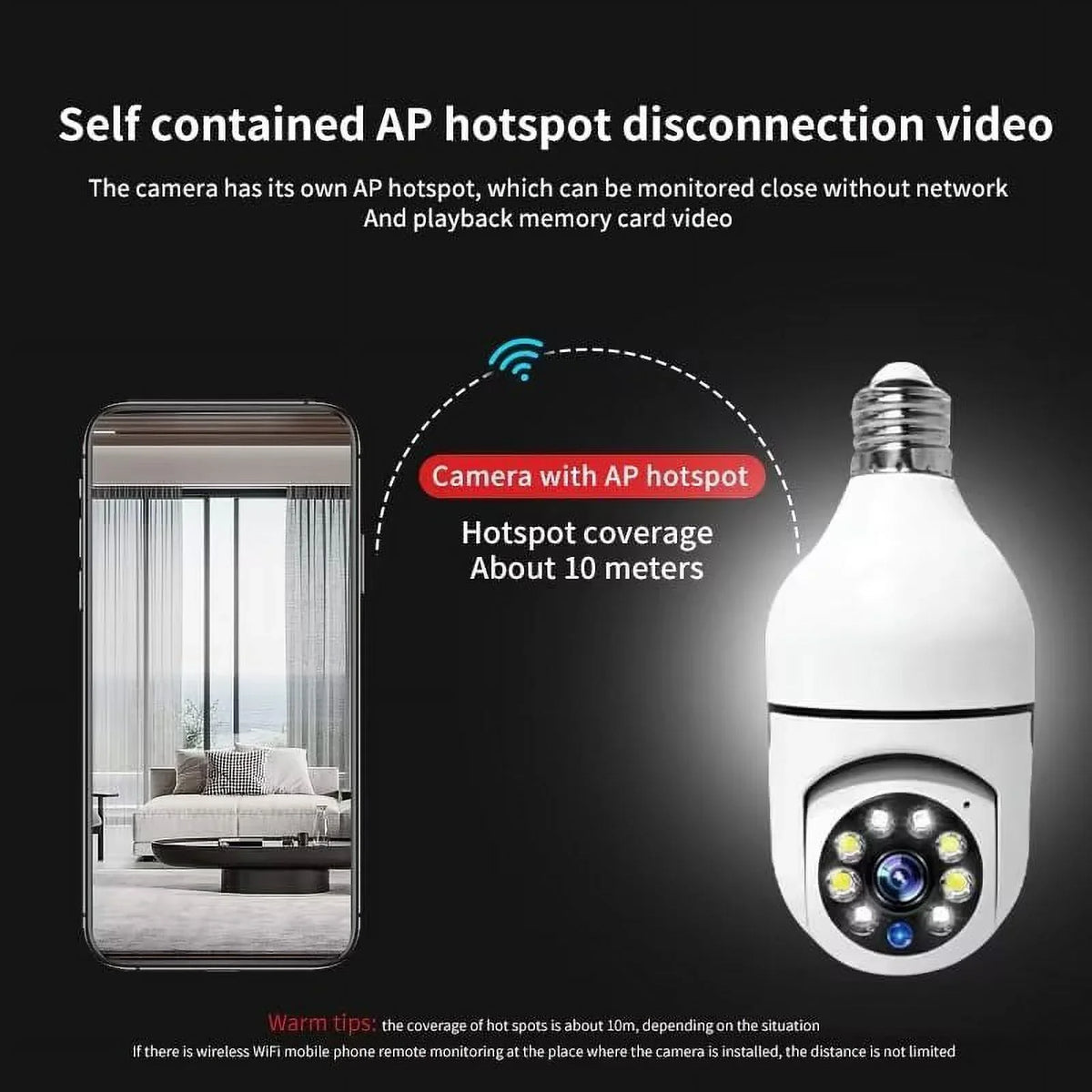 IZENGATE 2Pack E27 Socket Light Bulb Camera Wireless Wi-Fi 2.4Ghz &5Ghz 360° Motion Detector Surveillance Camera Two Way Talk/Night Vision/Light Bulb Camera