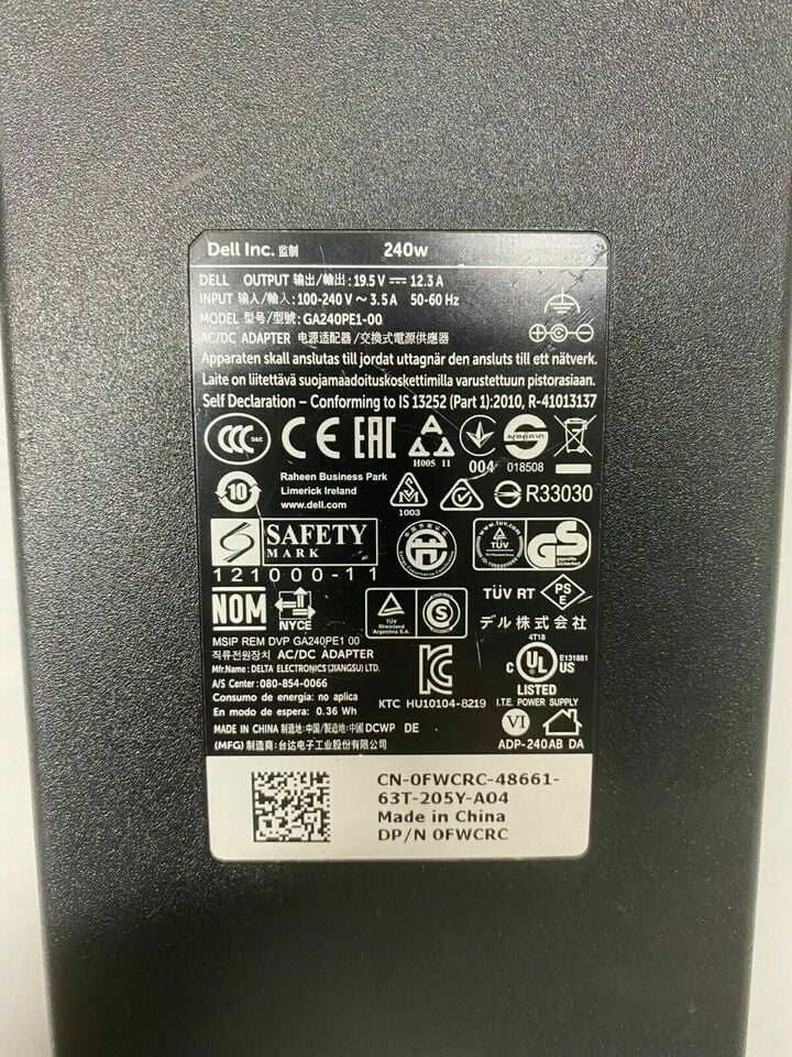 Lot of 10  240W 19.5v 12.3a AC Adapter 17 R3 R4 R5 laptop charger