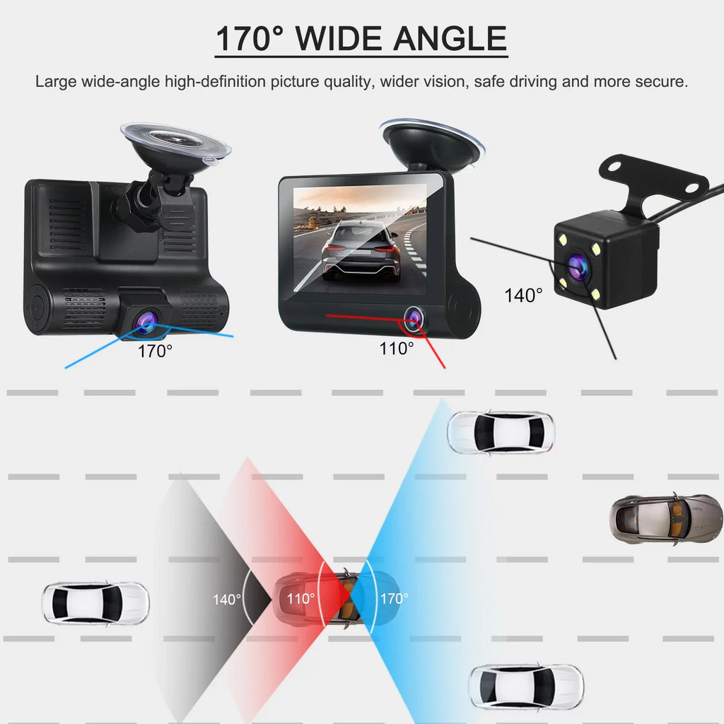 Tomshoo 1080P Full Dash Cam with 4 Inch IPS Screen, Front and Rear Dual Camera, Wide Angle Vision, Loop Recording Drive Safely with this Dash Cam!