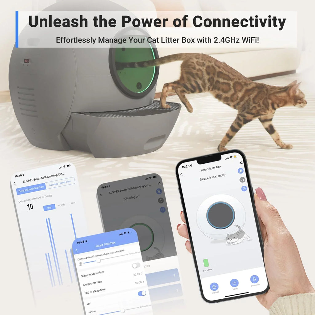 ELS PET Self Cleaning Cat Litter Box, APP Control Automatic Cat Litter Box for Multiple Cats Gift