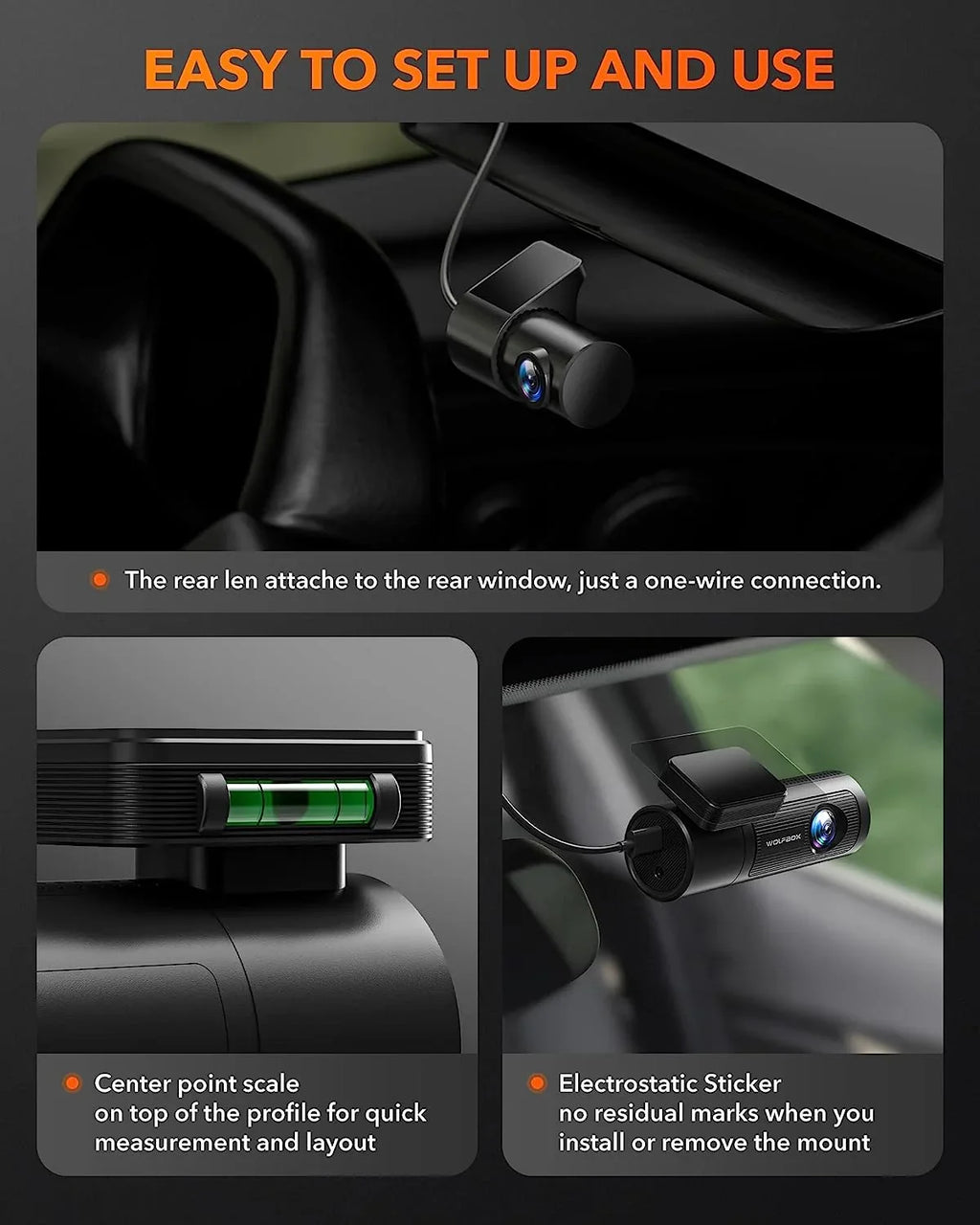 WOLFBOX Dash Cam Front and Rear, 4K UHD Front and 1080P Rear DashCam with GPS & WiFi, Car Dashcam with Night Vision, WDR, Free 32G Card, Loop Recording