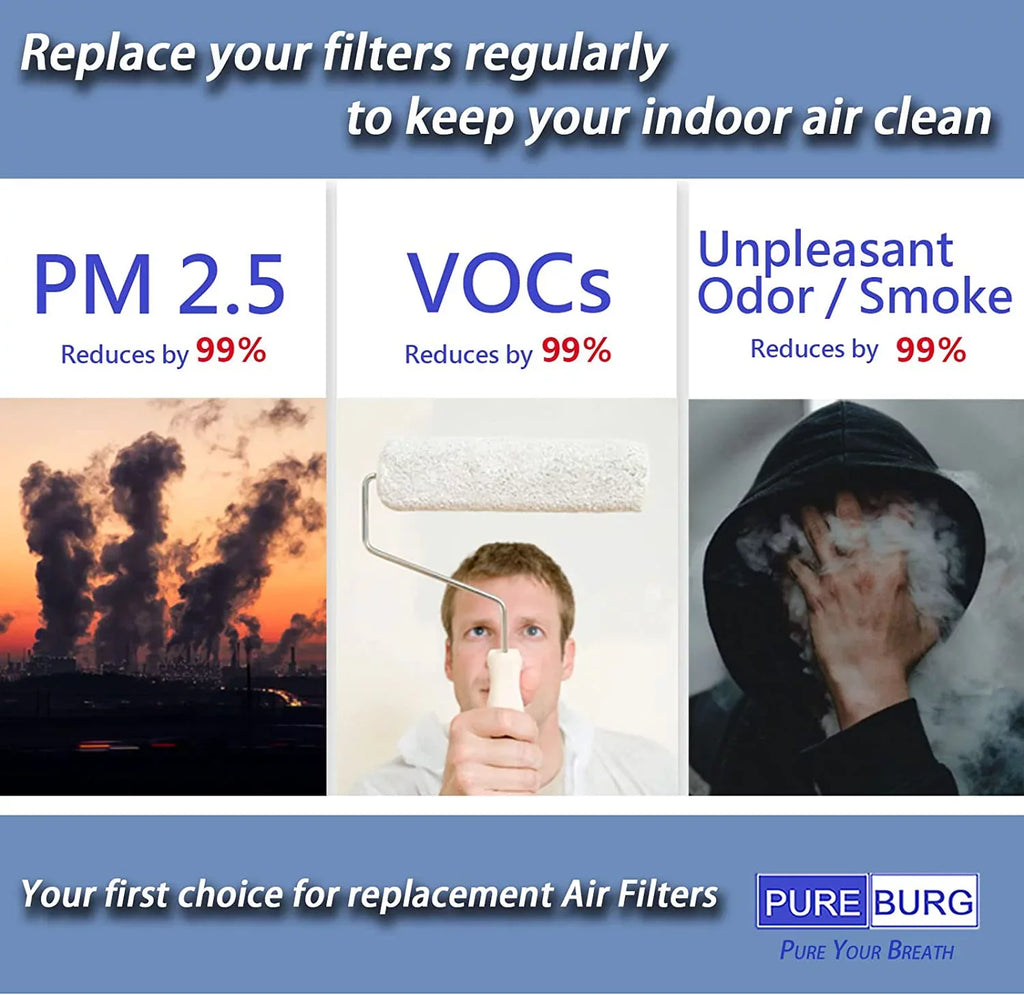 PUREBURG 2-Pack Replacement High efficiency 3-in-1 HEPA Filters appropriate with  ,BKJ-33