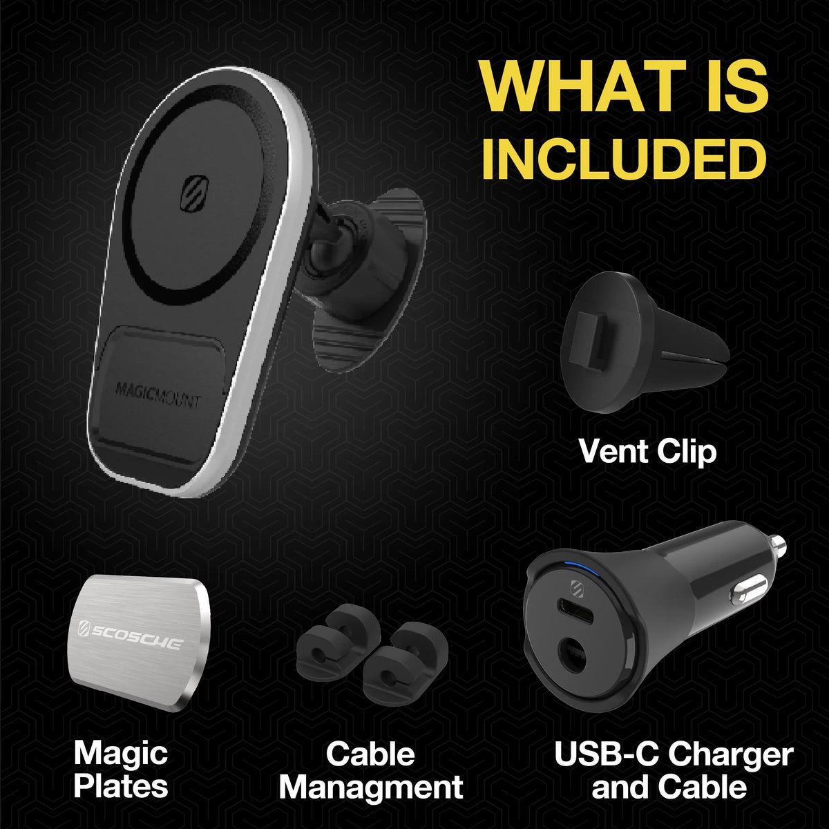 Scosche MPQ5DV-SP1 Dash/Vent Magnetic Wireless Charging Mount matching W/ MagSafe iPhone, Galaxy