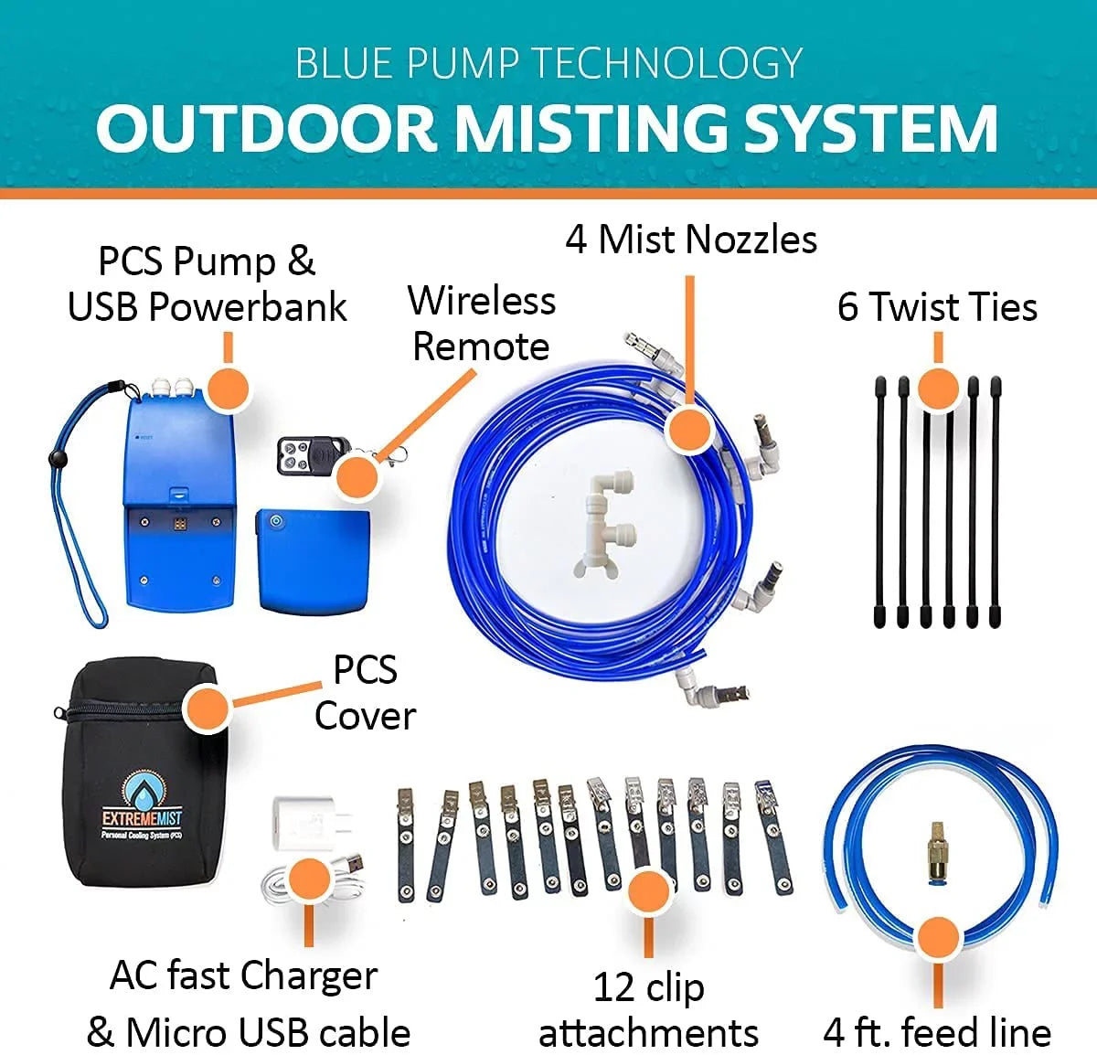 Mist Line. ExtremeMist Portable Misting System – 4 Nozzles & 16 ft