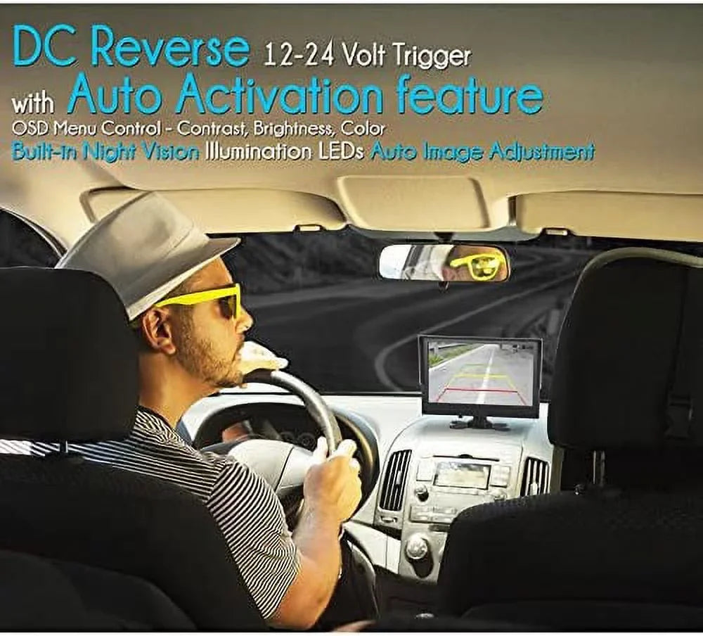 Pyle Car Truck Reverse Parking Waterproof Rearview Camera Kit W/ 9" LCD Display Monitor, 12-24V