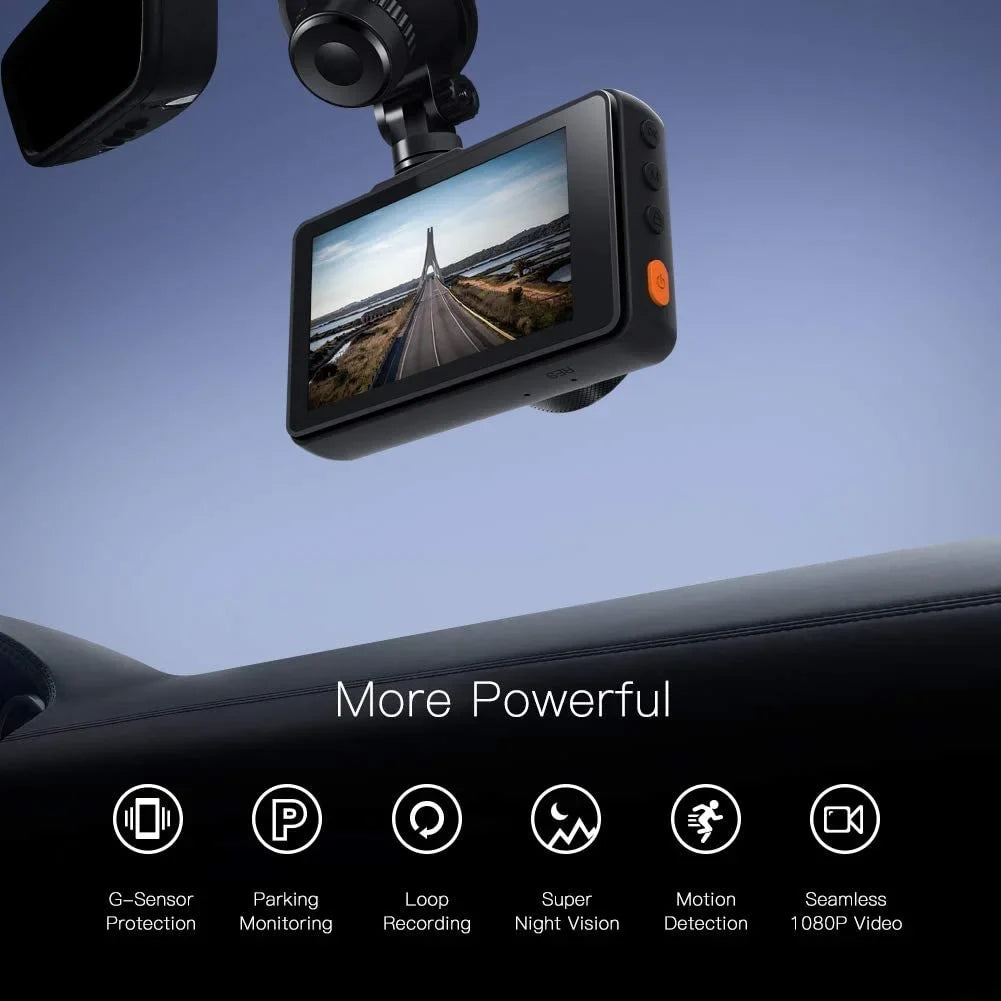 APEMAN C450 Dash Cam 1080P FHD 3" Car Camera 170° Wide Angle Screen, Parking Monitor, Black