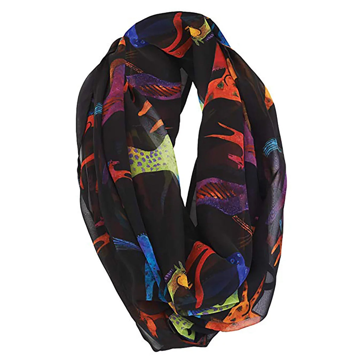 Laurel Burch Dancing Horses Artistic Infinity Scarf Wrap