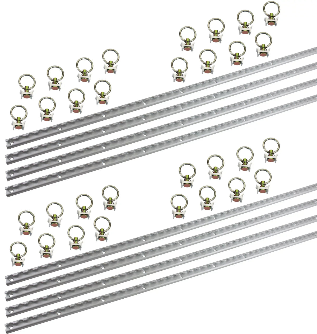 Heavy Duty Aluminum 4ft L-Track (8 Pcs) w/ L-Track Stud Stainless Steel Ring (32 Pcs) Tie Down System for Enclosed Trailers and Cargo Vans