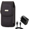 6ft Long Cable Fast Type-C 36W PD Home Charger w Holster Rugged Case Belt Clip for Nokia X100, G10 G300 - Nubia RedMagic 5S - OnePlus 7T, 6T, 8, 6, 9, Nord N200 5G N100 N10 5G, Pro, UW