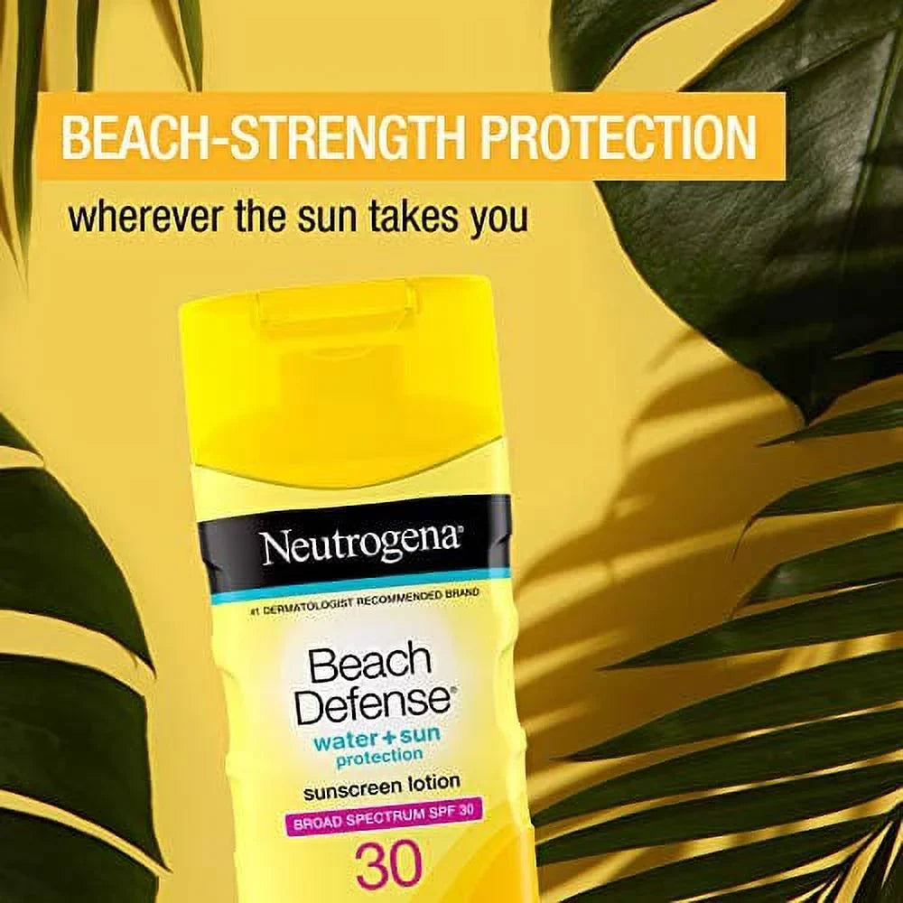 Neutrogena Beach Defense moisture protected Sunscreen Body Lotion with Broad Spectrum SPF 30, Oil-Free and Fast-Absorbing, 6.7 oz