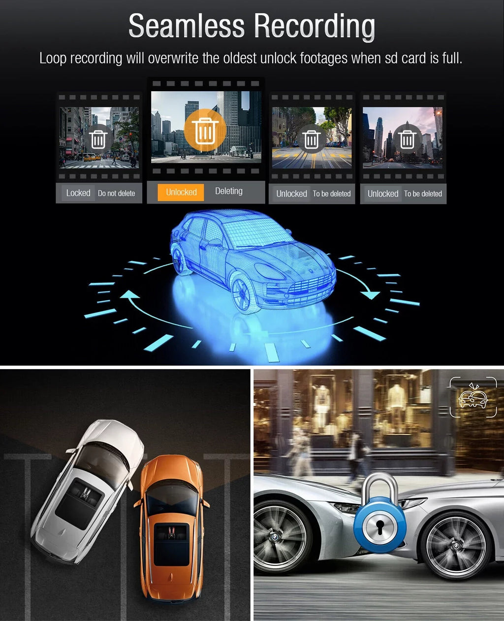 4K Dash Camera  TOGUARD 4K+1080P Dash Cam Front and Inside 3" LCD Screen Car Camera Loop Recording Parking Mode G-Sensor