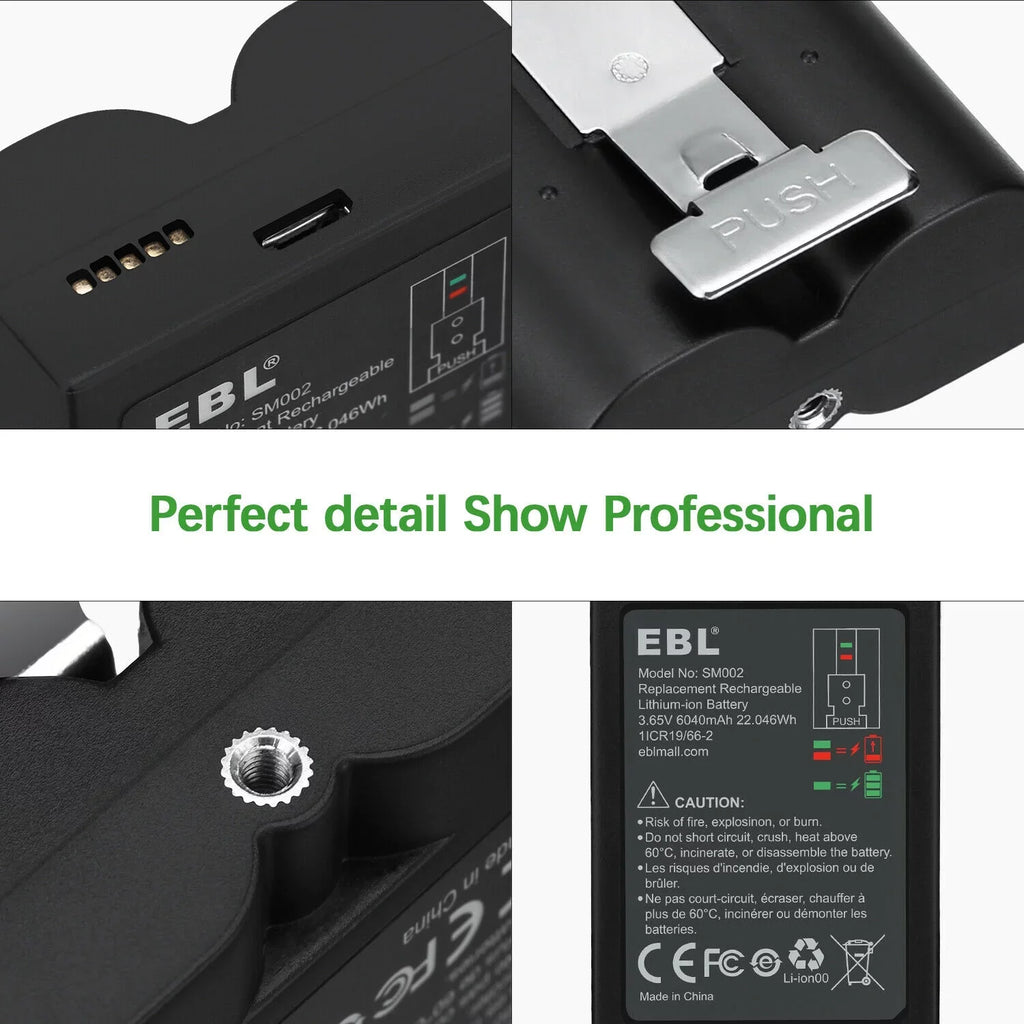 EBL 5-Pack Rechargeable Doorbell Replacement Battery suitable with Ring Video Doorbell 2/3/3 Plus/4, Spotlight Cam, Stick Up Cam, for Ring Doorbell Camera, Backup Batteries 6040mAh 3.65V
