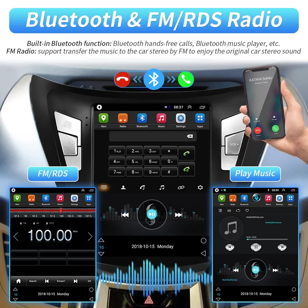 Podofo 2G+64G for Hyundai Elantra 2011 2012 2013 Android 9.7'' Touchscreen Car Stereo Radio Bluetooth FM Mirror Link GPS WIFI USB, with Backup Camera
