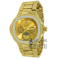 14K Yellow Gold Tone Simulated Diamonds Joe Rodeo Jojo Jojino aqua Resistance Metal Band Watch