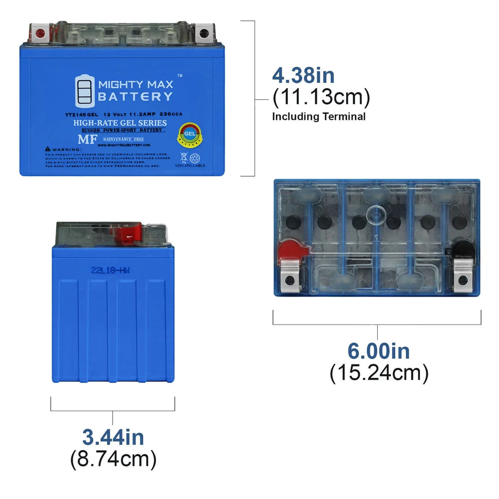 YTZ14SGEL 12V 11.2AH Replacement Battery appropriate with Honda T750C C2Shadow / Phantom / Aero 10-20 - 4 Pack