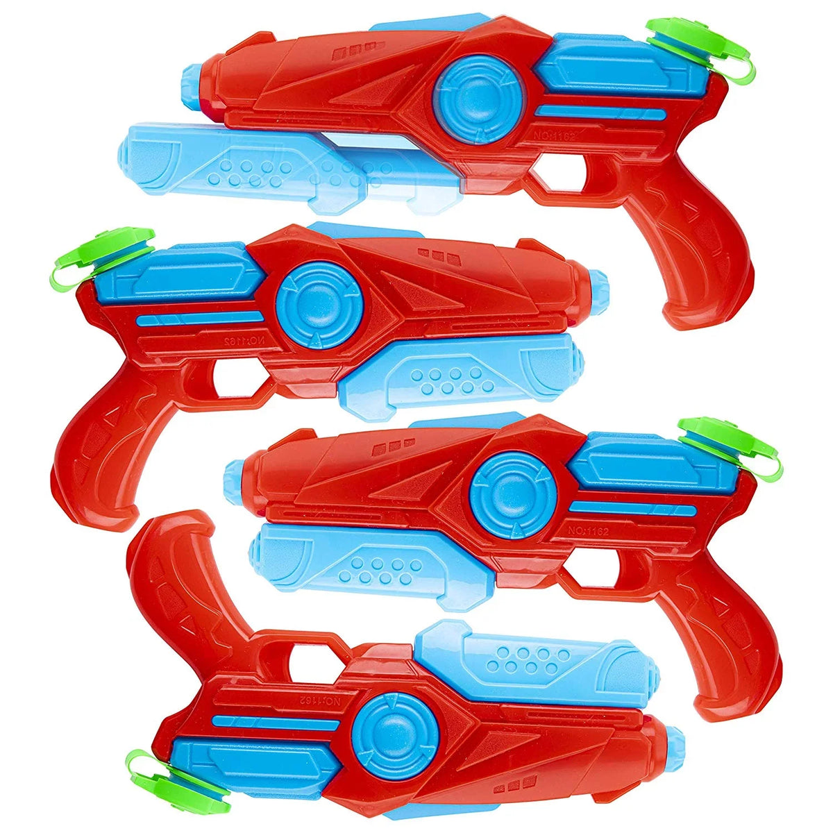 Prextex Red Plastic aqua Shooter Blaster Squirt Guns, 4 Pack Girls and Boys