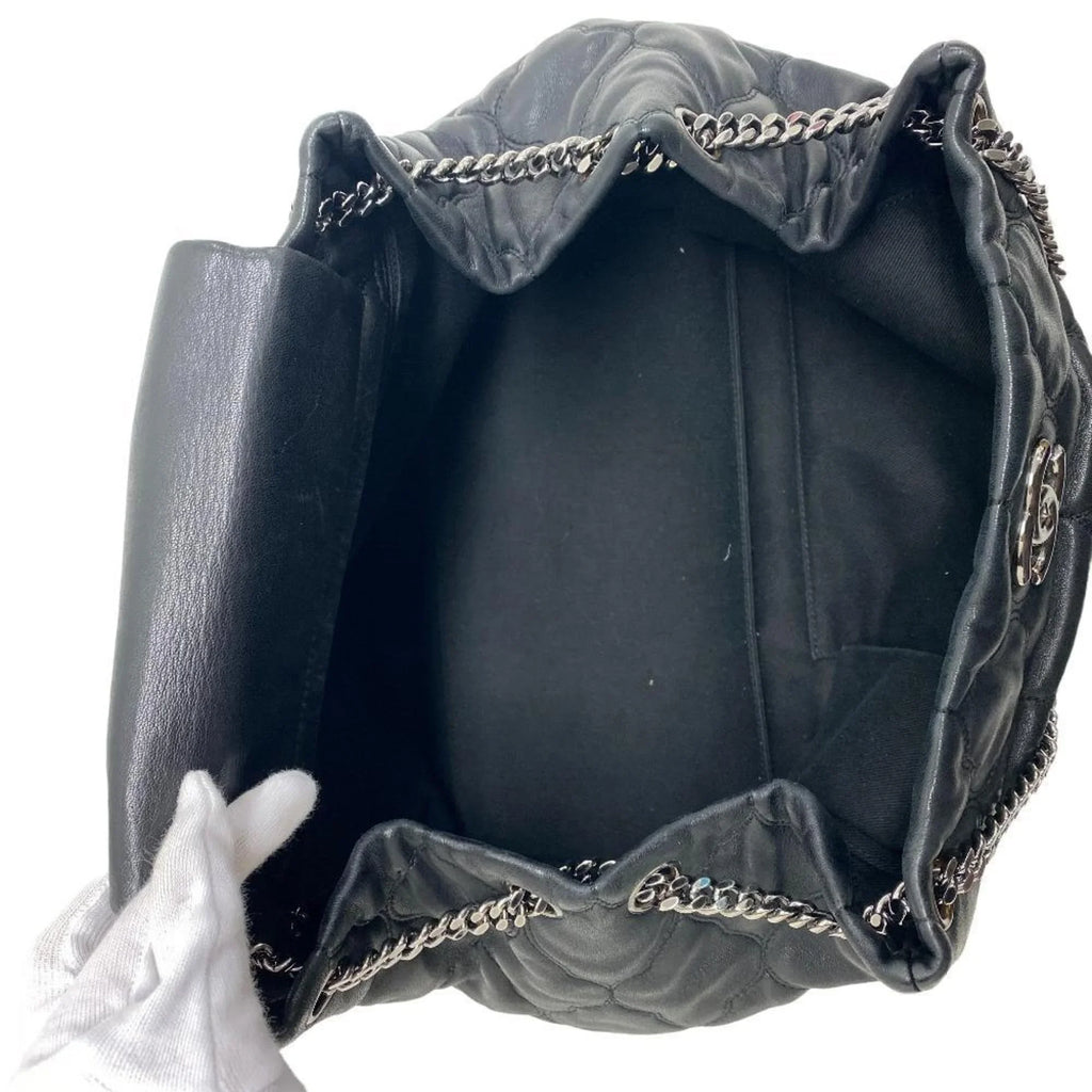 Pre-Owned CHANEL Bubble Quilt Chain Shoulder Coco Mark Handbag Black Women's Z0005974 (Fair)