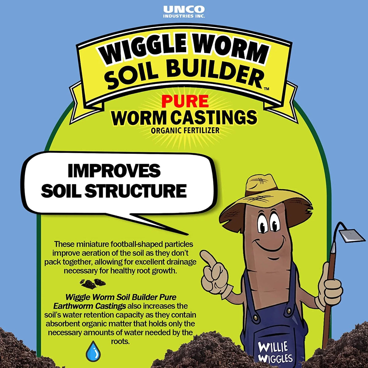 (4 Pack). WIGGLE WORM Soil Builder Earthworm Castings Organic Fertilizer, 15 lb