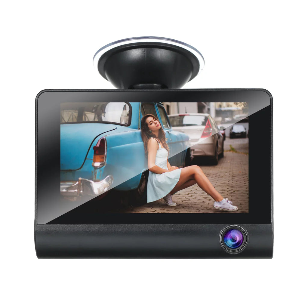 Tomshoo 1080P Full Dash Cam with 4 Inch IPS Screen, Front and Rear Dual Camera, Wide Angle Vision, Loop Recording Drive Safely with this Dash Cam!