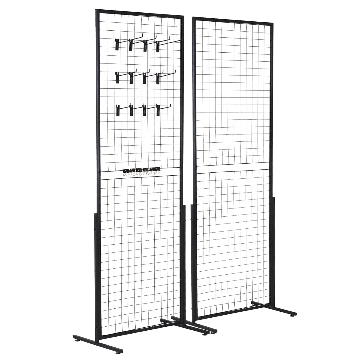 BENTISM 2' x 5.6' Grid Wall Panels Tower, 2 Packs Wire Gridwall Display Racks with T-Base Floorstanding, Double Side Gridwall Panels for Art Craft Shows, Retail Display with Extra Clips and Hooks