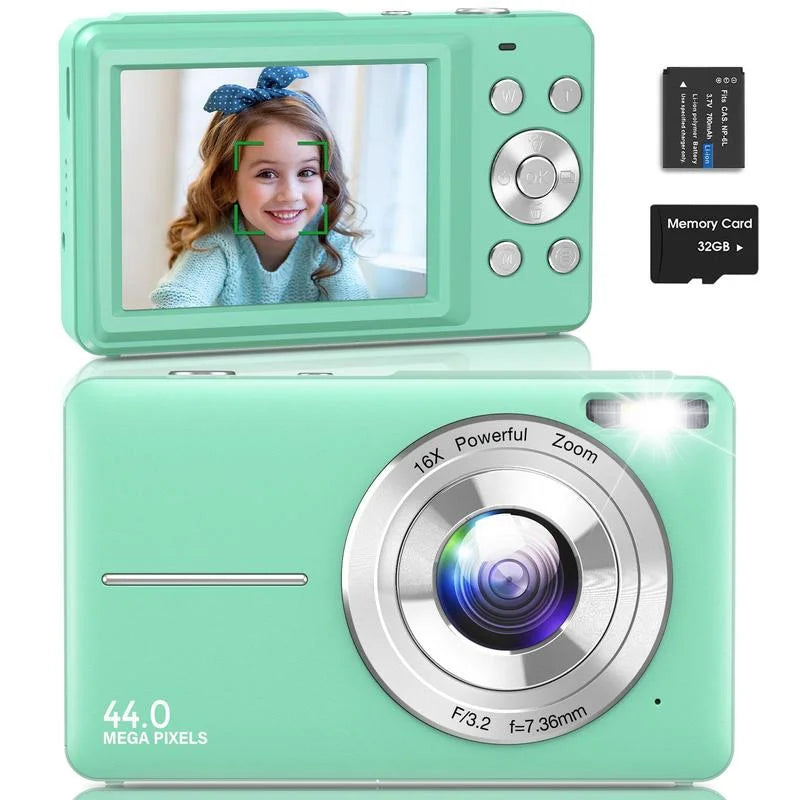 DC403 Recording Digital Camera for Music Festival, 1 Piece Multi-functional 1080P & 44MP Digital Camera for Mother's Day Gift, Ff(F/3.2, f=7.36mm), 32G Memory Card, 16X Zoom Digital Cameras, Compact P